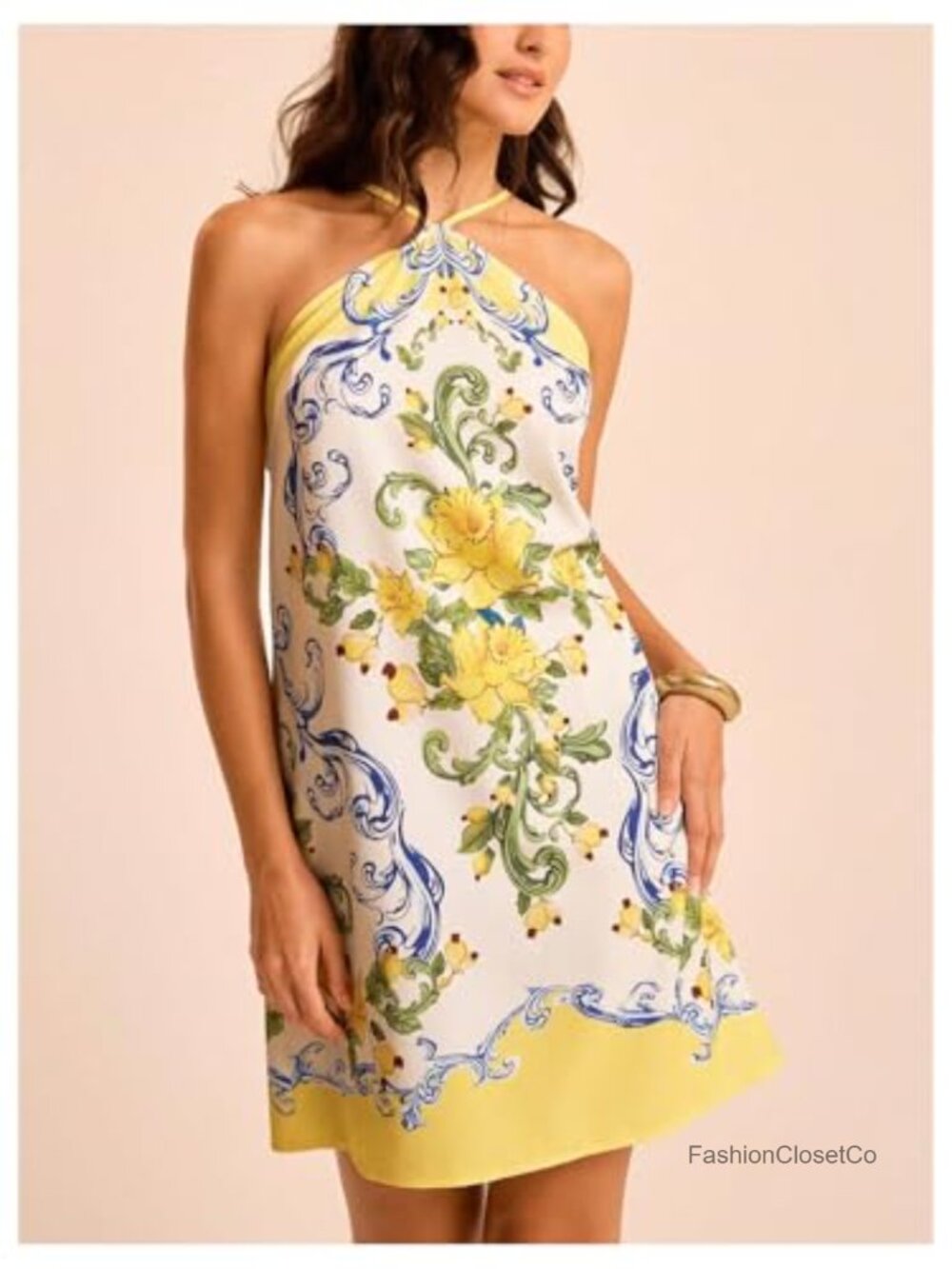 Backless Halter Mini Dress Tropical Summer Vacation Beach Boho - Picture 3 of 6